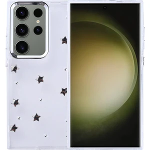 Samsung Galaxy S25 Ultra Kılıf Kabartmalı Desenli Simli Şeffaf A+ Kalite Kapak