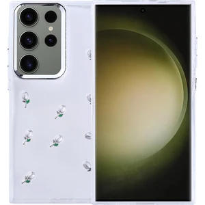 Samsung Galaxy S25 Ultra Kılıf Kabartmalı Desenli Simli Şeffaf A+ Kalite Kapak