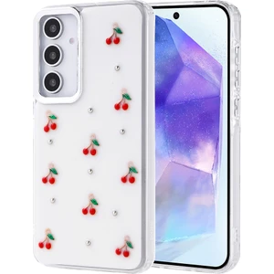 Samsung Galaxy A35 Kılıf Kabartmalı Desenli Simli Şeffaf A+ Kalite Kapak