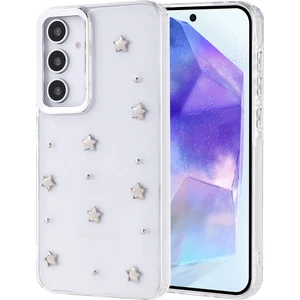 Samsung Galaxy A35 Kılıf Kabartmalı Desenli Simli Şeffaf A+ Kalite Kapak