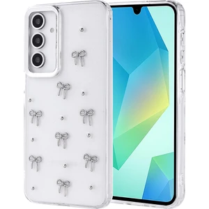 Samsung Galaxy A16 Kılıf Kabartmalı Desenli Simli Şeffaf A+ Kalite Kapak