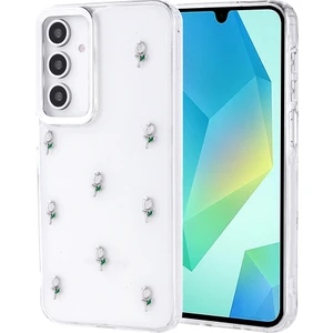 Samsung Galaxy A16 Kılıf Kabartmalı Desenli Simli Şeffaf A+ Kalite Kapak