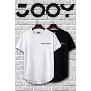 Los Angeles Siyah Beyaz Oval Kesim Tshirt 2'li Set