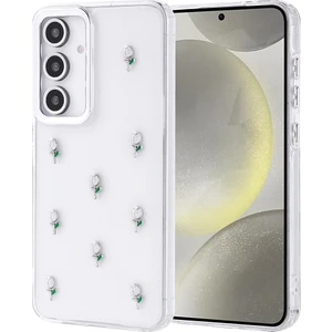 Samsung Galaxy S24 Fe Kılıf Kabartmalı Desenli Simli Şeffaf   Kapak