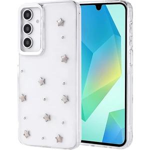 Samsung Galaxy A16 Kılıf Kabartmalı Desenli Simli Şeffaf A+ Kalite Kapak