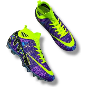 Çoraplı Krampon Mor Sarı Desenli Şeffaf Tabanlı