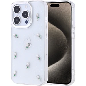 Apple iPhone 15 Pro Kılıf Kabartmalı Desenli Simli Şeffaf A+ Kalite Kapak