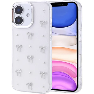 Apple iPhone 11 Kılıf Kabartmalı Desenli Simli Şeffaf   Kapak