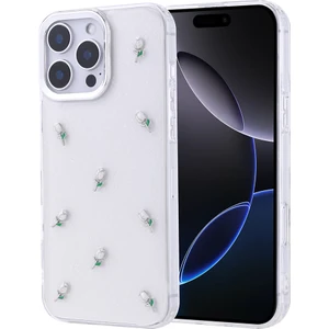Apple iPhone 16 Pro Max Kılıf Kabartmalı Desenli Simli Şeffaf A+ Kalite Kapak