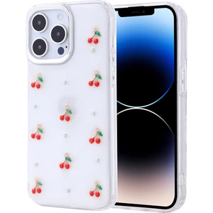 Apple iPhone 14 Pro Kılıf Kabartmalı Desenli Simli Şeffaf A+ Kalite Kapak