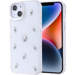 Apple iPhone 13 Kılıf Kabartmalı Desenli Simli Şeffaf A+ Kalite Kapak
