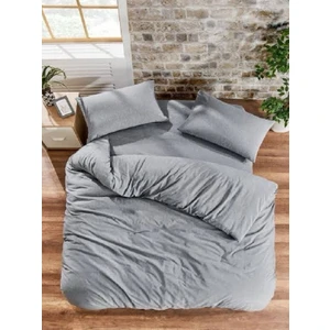 Uykulife  Düz Gri Tek Kişilik Lastikli Çarşaflı Nevresim Takımı