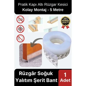 Şeffaf Silikon Rüzgâr Soğuk Böcek Engelleme Cam Kapı Pencere Izolasyon Yalıtım Şerit Bant 5mt 1 Adet