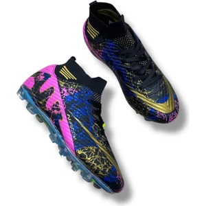 Çoraplı Krampon Siyah Pembe Gold Desenli Şeffaf Tabanlı