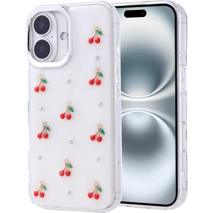 Apple iPhone 16 Plus Kılıf Kabartmalı Desenli Simli Şeffaf A+ Kalite Kapak