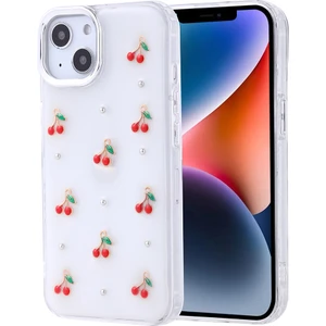 Apple iPhone 14 Kılıf Kabartmalı Desenli Simli Şeffaf A+ Kalite Kapak