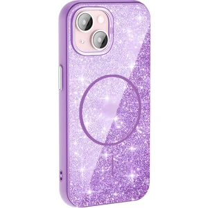 Apple iPhone 15 Plus Kılıf Magsafe Şarj Özellikli Parlayan Simli Yüksek Kalite Şık Kapak