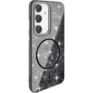 Galaxy S23 Fe Kılıf Magsafe Şarj Özellikli Parlayan Simli Yüksek Kalite Şık Kapak