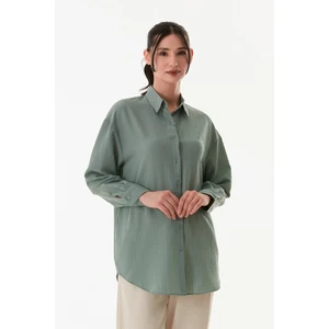 Basic Krep Kumaş Oversize Gömlek