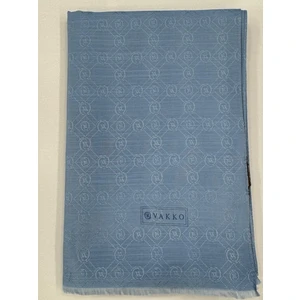 Pamuk Ipek Monogram Şal 40752-AÇIK Mavi