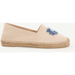 Kadın Deniz Yıldızı Desenli Espadril Keten Malzemeden Düz Tabanlı Rahat Ayakkabı
