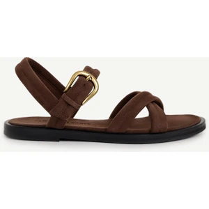 Pedli Çapraz Deri Düz Sandalet