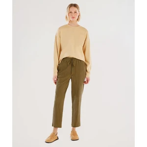 Dikiş ve Yırtmaç Detaylı Bisiklet Yaka Sweatshirt