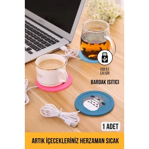 Hayvan Figürlü Taşınabilir USB Girişli Bardak Altı Isıtıcı Kedi Şekilli