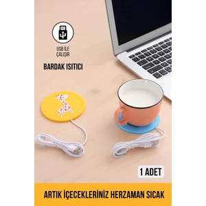 Hayvan Figürlü Taşınabilir USB Girişli Bardak Altı Isıtıcı Zürafa Şekilli