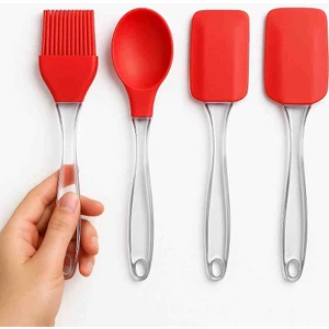 4lü Silikon Uçlu Spatula Fırça Seti Yanmaz Yapışmaz