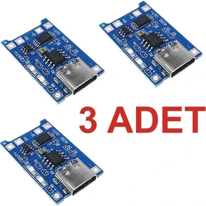 3 Adet Tp4056 3,7v Şarj Devresi - Korumalı Mod Type C