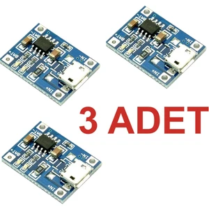Tp4056 Şarj Modülü 3 Adet 18650 Mini Şarj Modülü Lion Lityum Pil Mikro Usb 5v 1a