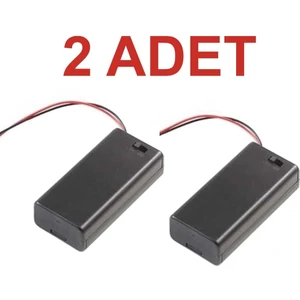 2 Adet 2li Aa Pil Yuvası (KAPAKLI VE SWİTCHLİ) Anahtarlı