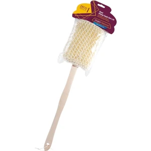 Ahşap Saplı Sırt Lifi, Çift Taraflı Sırt Fırçası | Sert ve Yumuşak Lifler | Uzun Saplı Duş Fırçası