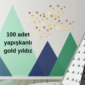 100LÜ Gold/silver Ayna Pleksi Yıldız Seti Kendinden Yapışkanlı Süs Çocuk Odası Duvar Dekorasyonu