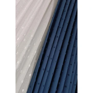 Taç Iskandinav Ponponlu Fon Perde Indigo 1x3 Sık Pile