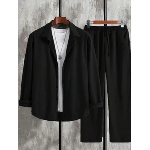 Bürümcük Krinkıl Kumaş Yazlık Likralı Kadın Erkek Uzun Kol Gömlek Takım