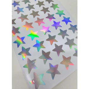Yapışkanlı Sticker Yıldız Şekilli Sticker Etiket Gökkuşağı Renkli 40 Adet 3.5x3.5 cm