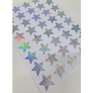 Yapışkanlı Sticker Yıldız Şekilli Sticker Etiket Holografik Renkli 40 Adet 3.5x3.5 cm