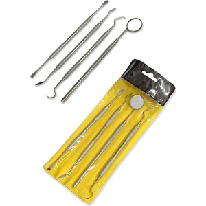 Paslanmaz Çelik Diş Temizleme Ağız Bakımı 4 Li Set Ayna Orak Skaler Spatula Cımbız