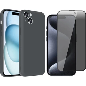 Apple iPhone 15 Plus Kılıf Kamera Korumalı Kartlık Hazneli Zore Vitra Kapak + Hayalet Ekran Koruyucu