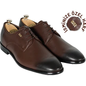 İstanbul Twingold Kişiye Özel Gümüş Konseptli Açma Deri Bağcıklı Erkek Ayakkabı