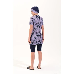 2260_KADIN 4'lü Takım Yarı Kapalı Boneli Büstiyerli Deniz/havuz Tesettür Mayosu