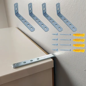 MR.BRACKET 5.2 x 10 cm - Deprem Güvenliği Dolap Sabitleme Aparatı Seti - Mobilya Gardırop Portmanto Kitaplık Masa Raf Eşya Duvara Sabitleyici Aparat