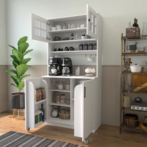 Yıldız Elegance Çok Amaçlı Camlı Mutfak Kiler Dolabı - Mat Beyaz