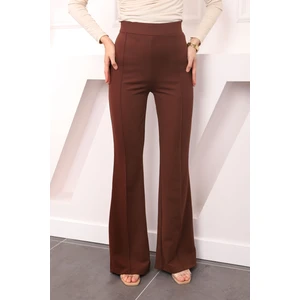 İmaj Butik Kahverengi Yüksek Bel Çimalı İspanyol Pantolon