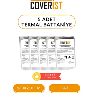 5 Adet Acil Durum Ilk Yardım Battaniyesi Deprem Termal Battaniye Gri 160x210 Cm