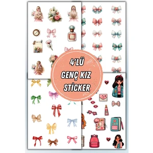 4 Lü Genç Kız Sticker Planner Ajanda Bullet Journal Için Uygun Set