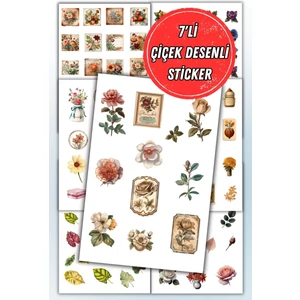 7 Li Çiçek Temalı Sticker Seti Ajanda Planlayıcı Bullet Journal Için Uygundur
