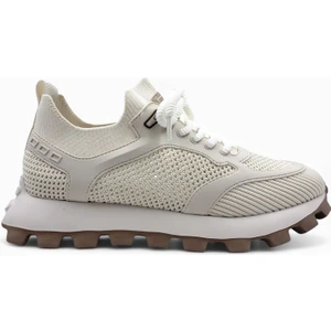 M21326 Hafif Tasarım Bej Erkek Yazlık Fileli Triko Sneaker Spor Aayakabı
